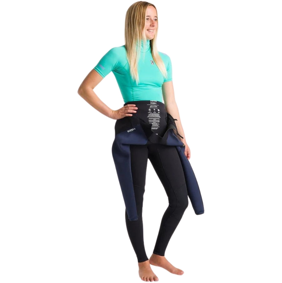 2026 C-Skins Womens NuWave X Short Sleeve Turtle Neck Rash Vest C-NLYSSWT - Aqua / Lilac